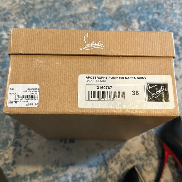 Christian Louboutin Paris Apostrophy Pump 100 Napa Shiny size 38 Black - Picture 6 of 6